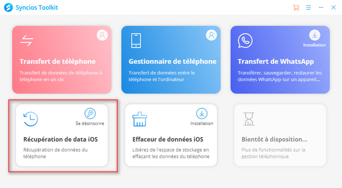 démarrer la récupération de data iOS syncios