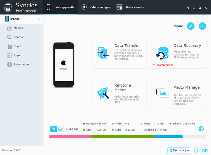 Afficher Informations iOS de l'appareil