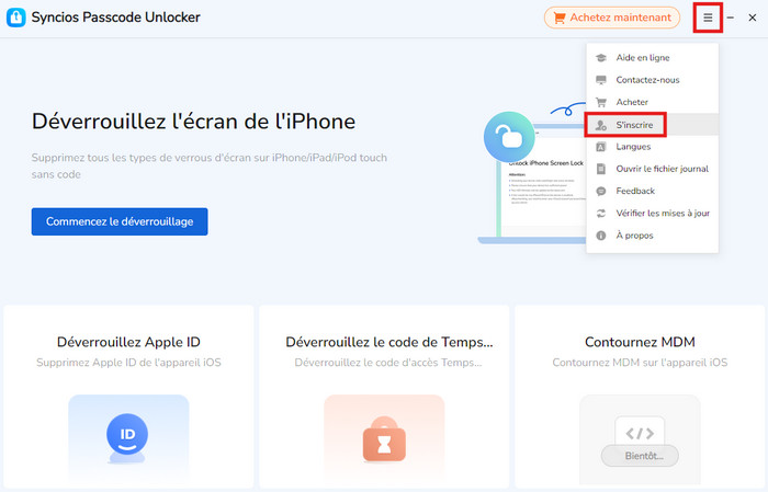 Connectez à Syncios Passcode Unlocker