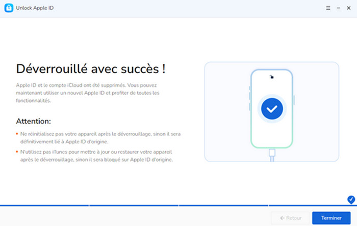 Déverrouillez avec succès Apple ID