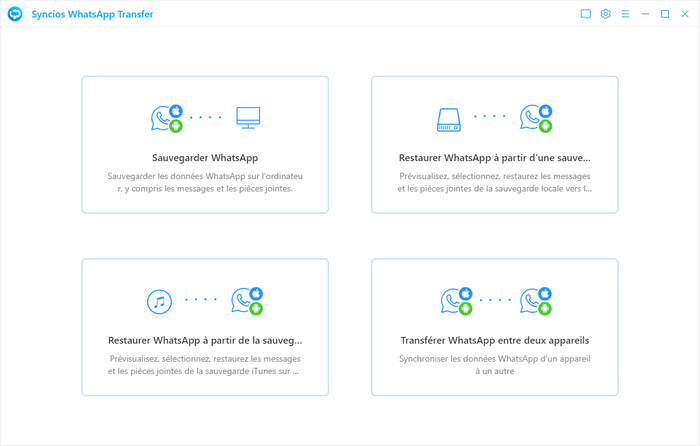 interface principale de Syncios WhatsApp Transfer