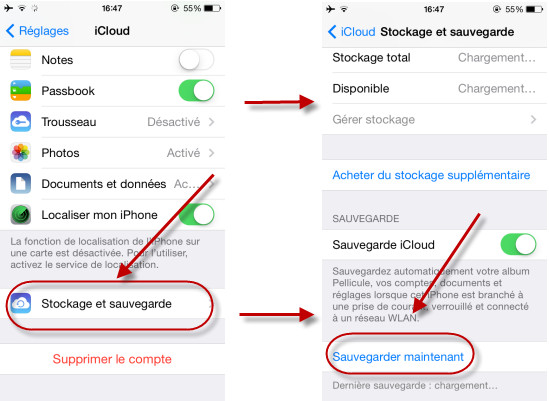 sauvegarder iPhone Contacts avec iCloud