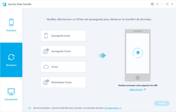 sélectionnez la sauvegarde à restaurer