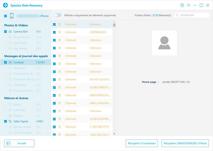 prévualiser les contacts