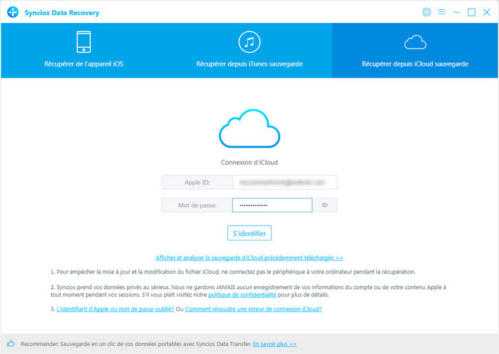 se connecter  iCloud